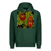 Sports Green african masks and monstera leaf seamless pattern Premium Hoodie - BundleAndBundleShop