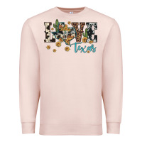 Pale Pink love texas map sunflower cactus cowhide leopard Premium Sweatshirt - Artiststas