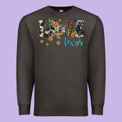 Love Texas Map Sunflower Cactus Cowhide Leopard Premium Sweatshirt Designed By Artiststas