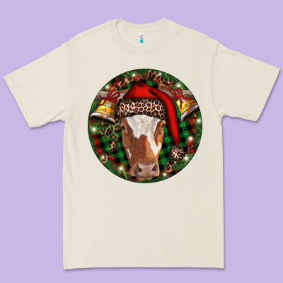 Longhorn Cow Christmas Premium Tee Designed By Ranaportraitstore