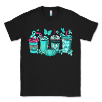 Black Ovarian Cancer coffee cups teal ribbon Classic Tee - NancyCooperArtShop