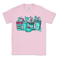Bubblegum Pink Ovarian Cancer coffee cups teal ribbon Classic Tee - NancyCooperArtShop