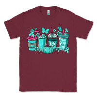 Burgundy Ovarian Cancer coffee cups teal ribbon Classic Tee - NancyCooperArtShop