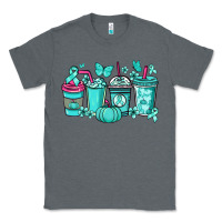 Charcoal Heather Ovarian Cancer coffee cups teal ribbon Classic Tee - NancyCooperArtShop