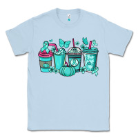 Dusty Blue Ovarian Cancer coffee cups teal ribbon Classic Tee - NancyCooperArtShop