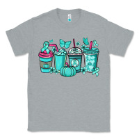 Heather Grey Ovarian Cancer coffee cups teal ribbon Classic Tee - NancyCooperArtShop