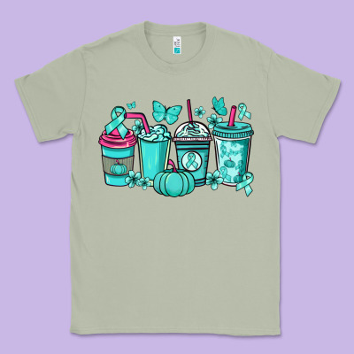 Ovarian Cancer Coffee Cups Teal Ribbon Classic Tee Designed By Nancycooperartshop