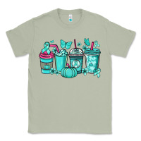 Matcha Ovarian Cancer coffee cups teal ribbon Classic Tee - NancyCooperArtShop