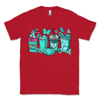 Red Ovarian Cancer coffee cups teal ribbon Classic Tee - NancyCooperArtShop