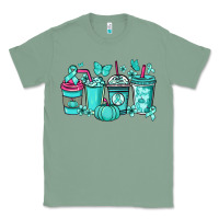 Sage Ovarian Cancer coffee cups teal ribbon Classic Tee - NancyCooperArtShop