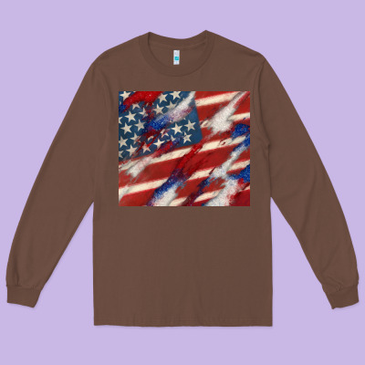 American Flag Glitter 4th Of July Long Sleeve Tee Designed By Cowgirlartshop
