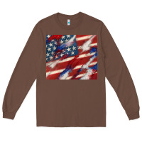 Chestnut American flag glitter 4th of july Long Sleeve Tee - CowGirlArtShop
