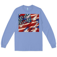 Colony Blue American flag glitter 4th of july Long Sleeve Tee - CowGirlArtShop