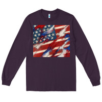 Plum American flag glitter 4th of july Long Sleeve Tee - CowGirlArtShop