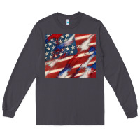 Smoke American flag glitter 4th of july Long Sleeve Tee - CowGirlArtShop