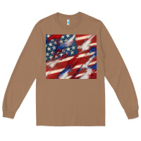 Toasted Coconut American flag glitter 4th of july Long Sleeve Tee - CowGirlArtShop