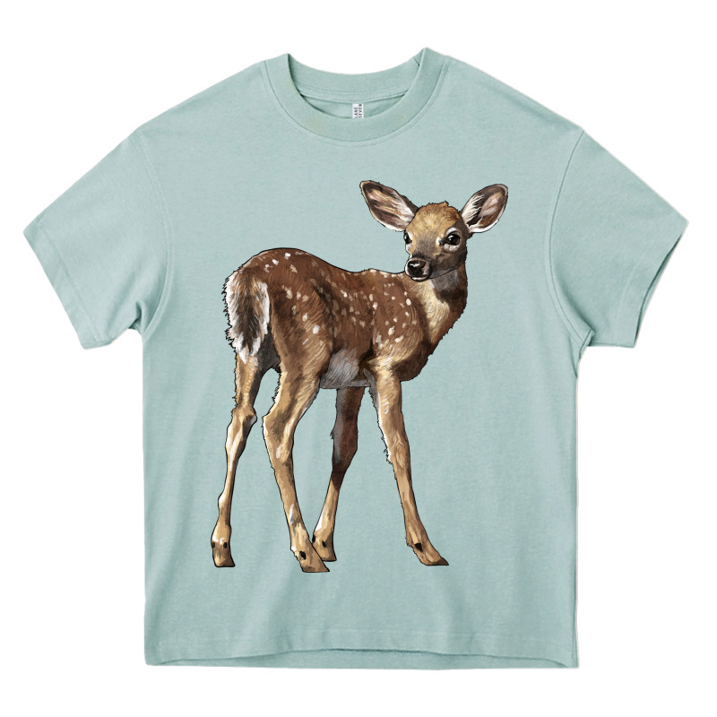 White Tailed Fawn Deer Heavy Core Tee by LillyAllenDesigns | Teevron