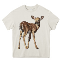 Cream white tailed fawn deer Heavy Core Tee - LillyAllenDesigns