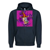 Navy Halloween Saanen Goat Zipper Hoodie - LillyAllenDesigns