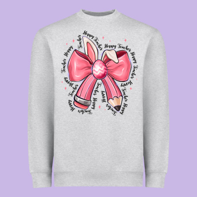 Easter Bunny Pencil Bow Heavyweight Sweatshirt Designed By Cowhidedigitalart