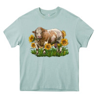 Arona simmental bull with sunflowers Heavy Core Tee - LillyAllenDesigns
