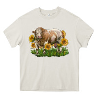 Simmental Bull With Sunflowers Heavy Core Tee | Teevron