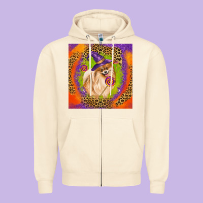 Halloween Pomeranian Dog Zipper Hoodie Designed By Lillyallendesigns