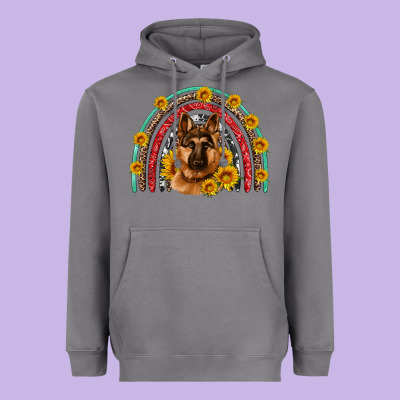 German Shepherd Rainbow Heavyweight Hoodie Designed By Artiststas