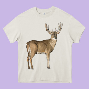White Tailed Buck Deer Heavy Core Tee Designed By Lillyallendesigns