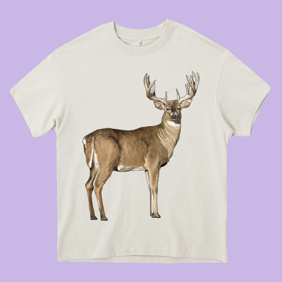 White Tailed Buck Deer Heavy Core Tee Designed By Lillyallendesigns