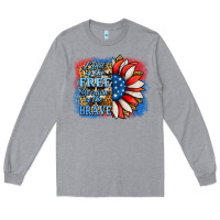 Heather Grey Patriotic Sunflower Long Sleeve Tee - Jasminsmagicworld