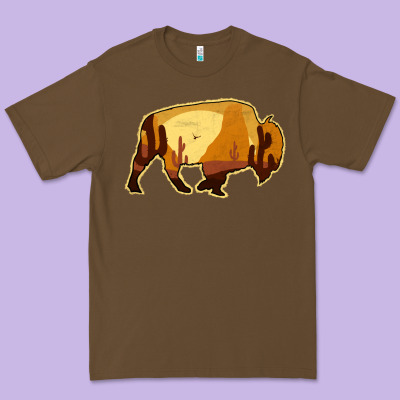 Desert Landscape Bison Silhouette Premium Tee Designed By Bettercallsaul