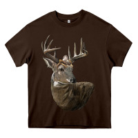 Chocolate Brown white tailed buck deer head Heavy Core Tee - LillyAllenDesigns