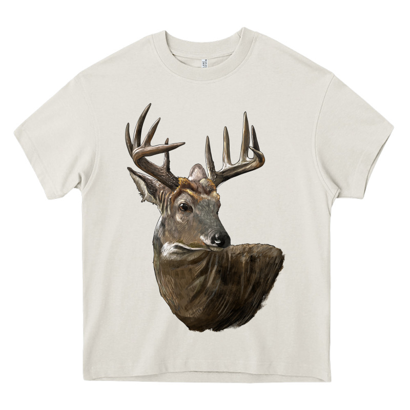 White Tailed Buck Deer Head Heavy Core Tee by LillyAllenDesigns | Teevron
