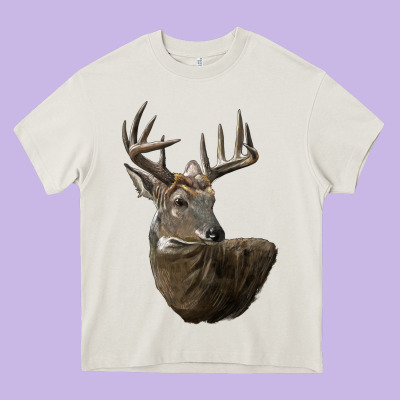 White Tailed Buck Deer Head Heavy Core Tee Designed By Lillyallendesigns