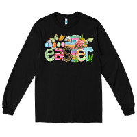 Black Happy Easter Easter Day Long Sleeve Tee - CowGirlArtShop