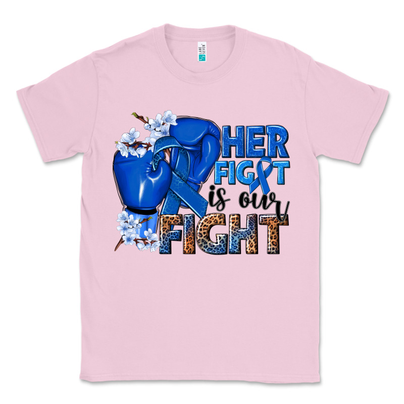 Her Fight Is Our Fight Colon Cancer Blue Ribbon Classic Tee by NancyCooperArtShop | Teevron