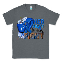 Charcoal Heather Her fight is our fight Colon Cancer blue ribbon Classic Tee - NancyCooperArtShop