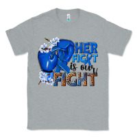 Heather Grey Her fight is our fight Colon Cancer blue ribbon Classic Tee - NancyCooperArtShop