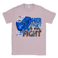 Lilac Her fight is our fight Colon Cancer blue ribbon Classic Tee - NancyCooperArtShop