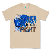 Mushroom Her fight is our fight Colon Cancer blue ribbon Classic Tee - NancyCooperArtShop