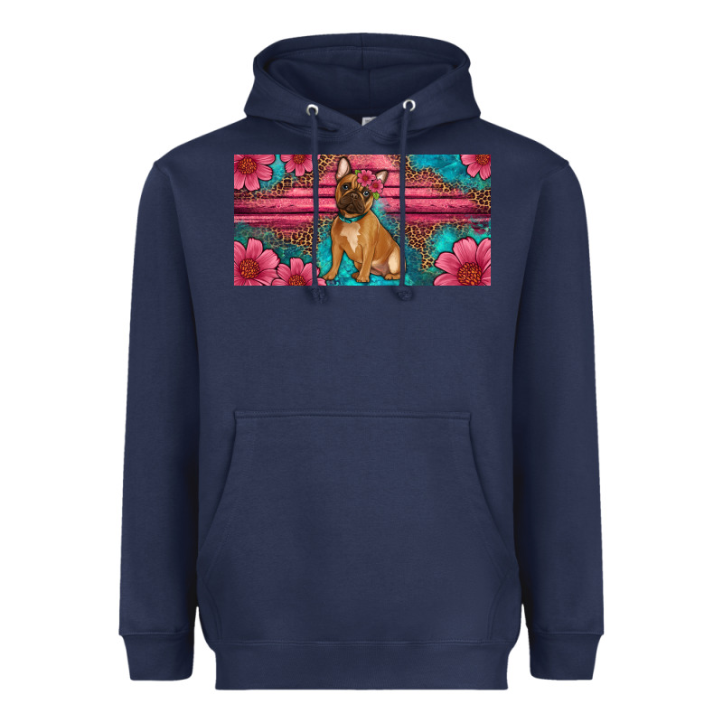 French Bulldog Floral License Plate Heavyweight Hoodie by Artiststas | Teevron
