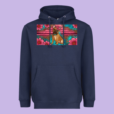 French Bulldog Floral License Plate Heavyweight Hoodie Designed By Artiststas