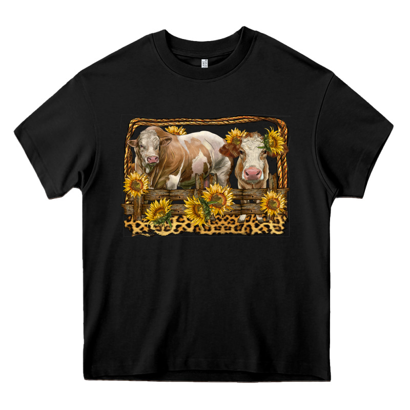 Simmental Bull And Heifer With Sunflowers Heavy Core Tee by LillyAllenDesigns | Teevron