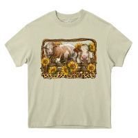 Mossy simmental bull and heifer with sunflowers Heavy Core Tee - LillyAllenDesigns