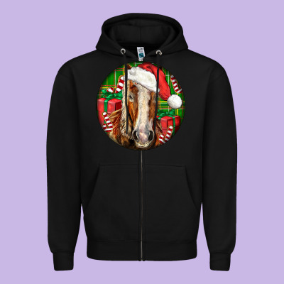 Belgian Horse  Christmas Zipper Hoodie Designed By Lillyallendesigns