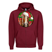 Burgundy Belgian Horse  Christmas Zipper Hoodie - LillyAllenDesigns