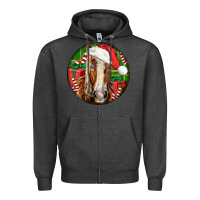 Charcoal Heather Belgian Horse  Christmas Zipper Hoodie - LillyAllenDesigns