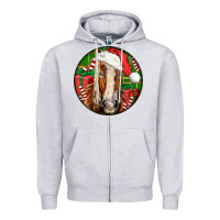 Heather Grey Belgian Horse  Christmas Zipper Hoodie - LillyAllenDesigns