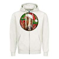 Oatmeal Heather Belgian Horse  Christmas Zipper Hoodie - LillyAllenDesigns